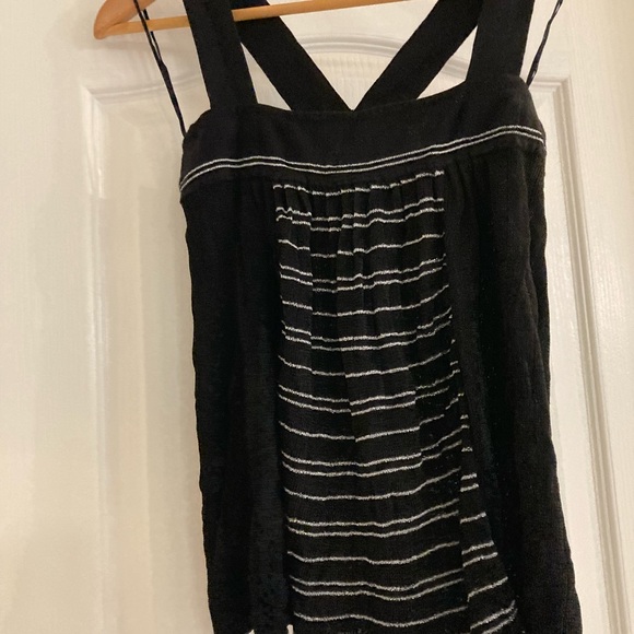 Guess Jeans - Black Knit Racerback Top with Silver Metallic stripes - Picture 1 of 6